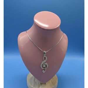Elegant Silver Treble Clef Pendant Necklace
